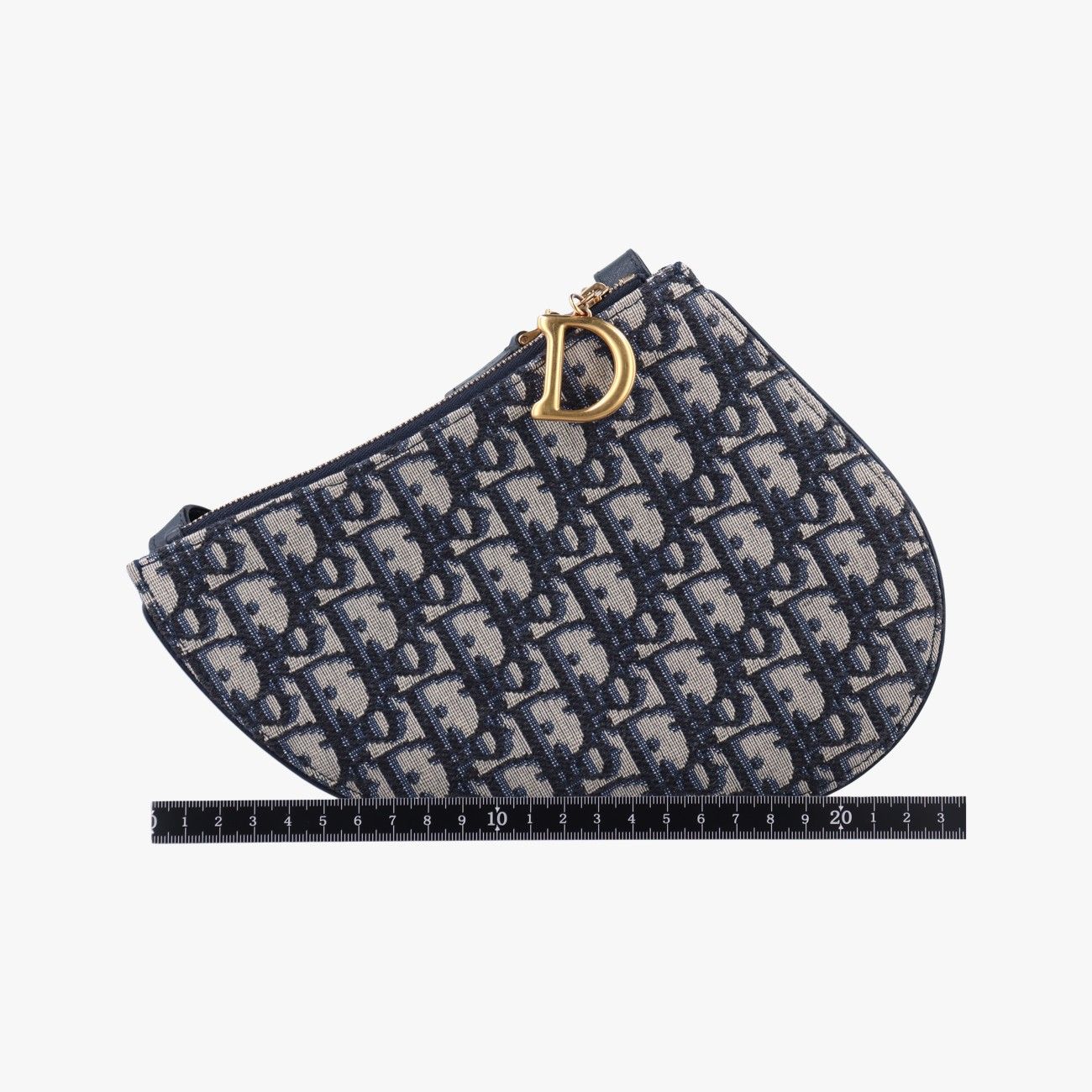 クリスチャンディオールChristian Diorサドル ネイビー×グレー ジャガード 12-MA-0149