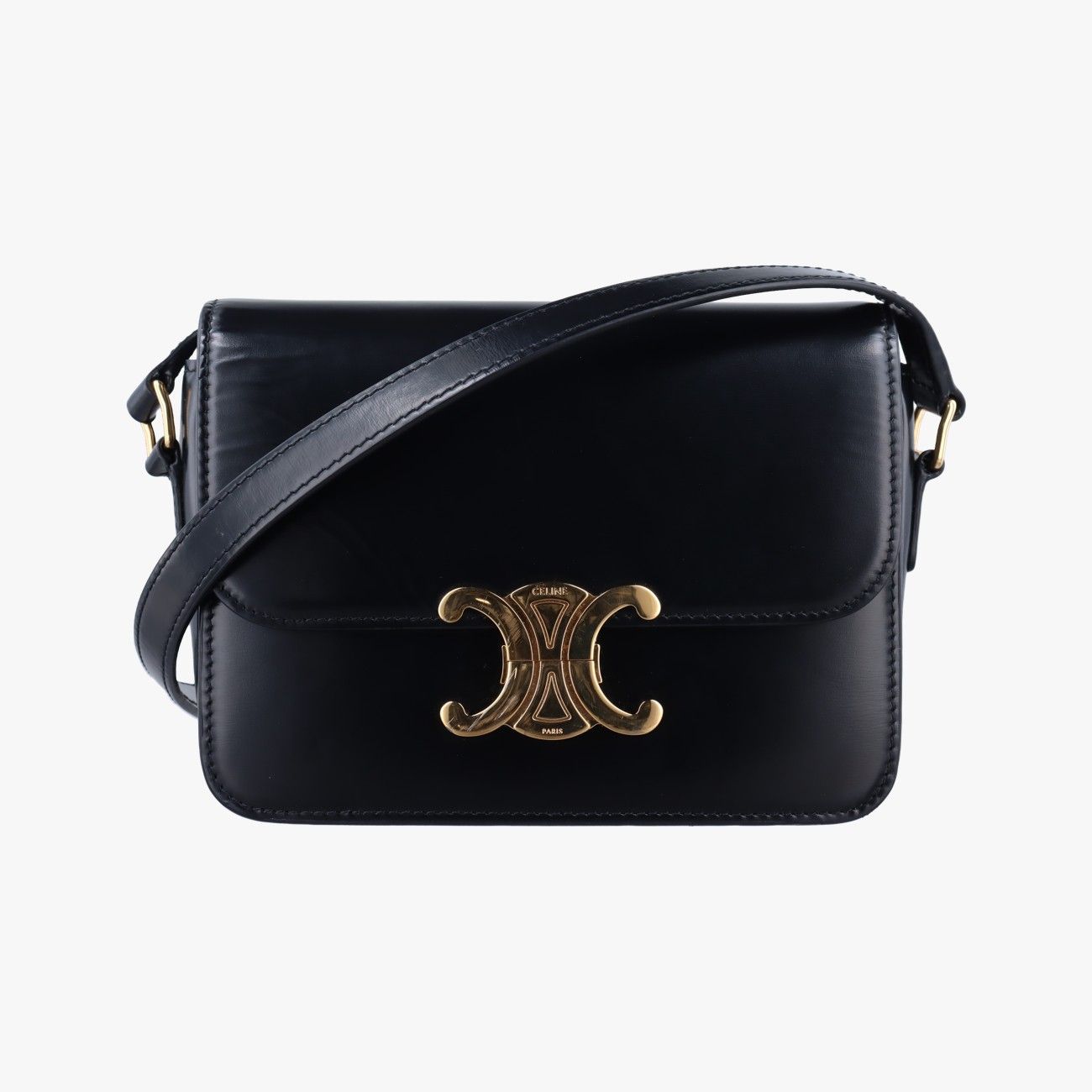 セリーヌCelineトリオンフ ブラック レザー S-IP-4262