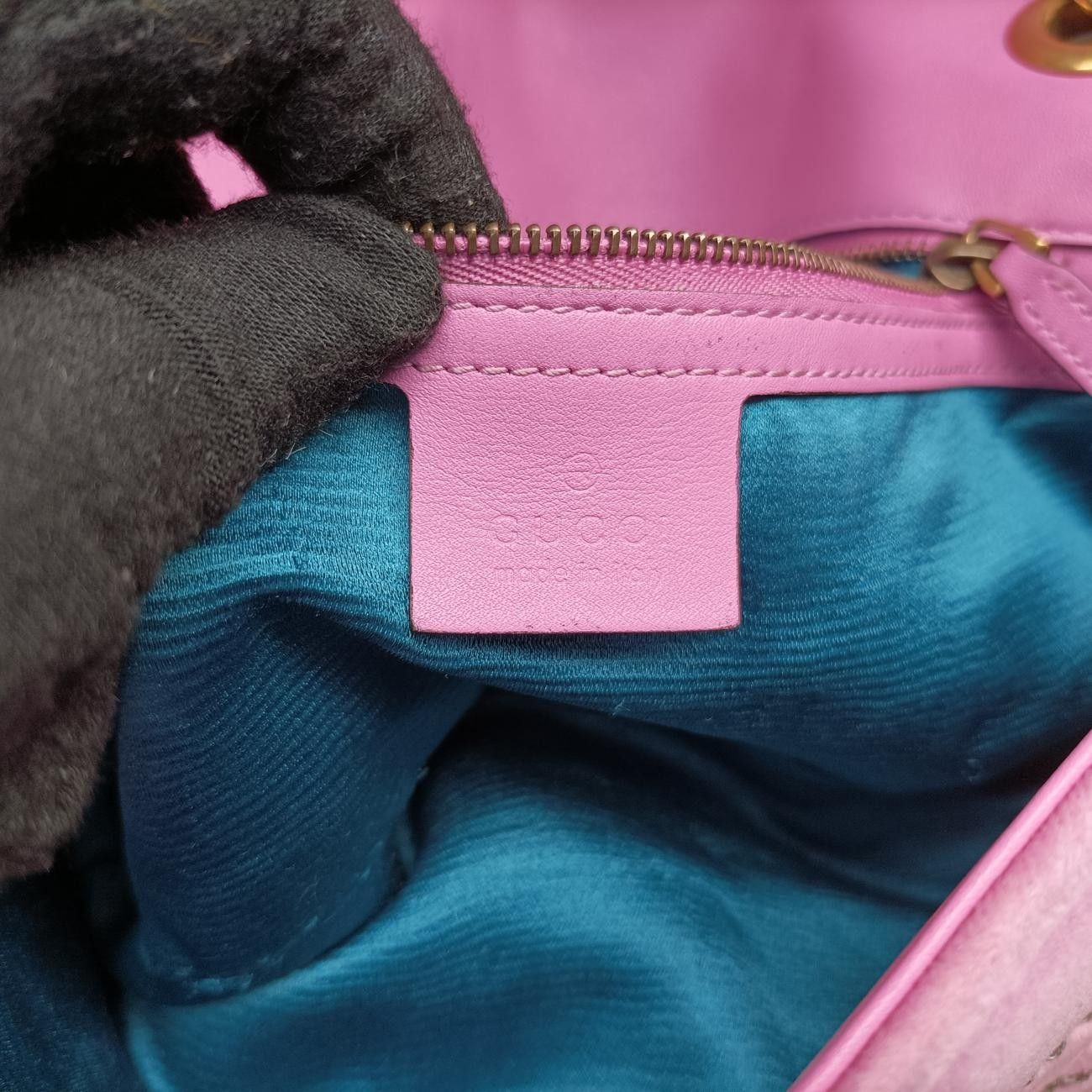  グッチGucciGGマーモント ピンク ベロア 443497 メッセンジャーバッグ ショルダーバッグ