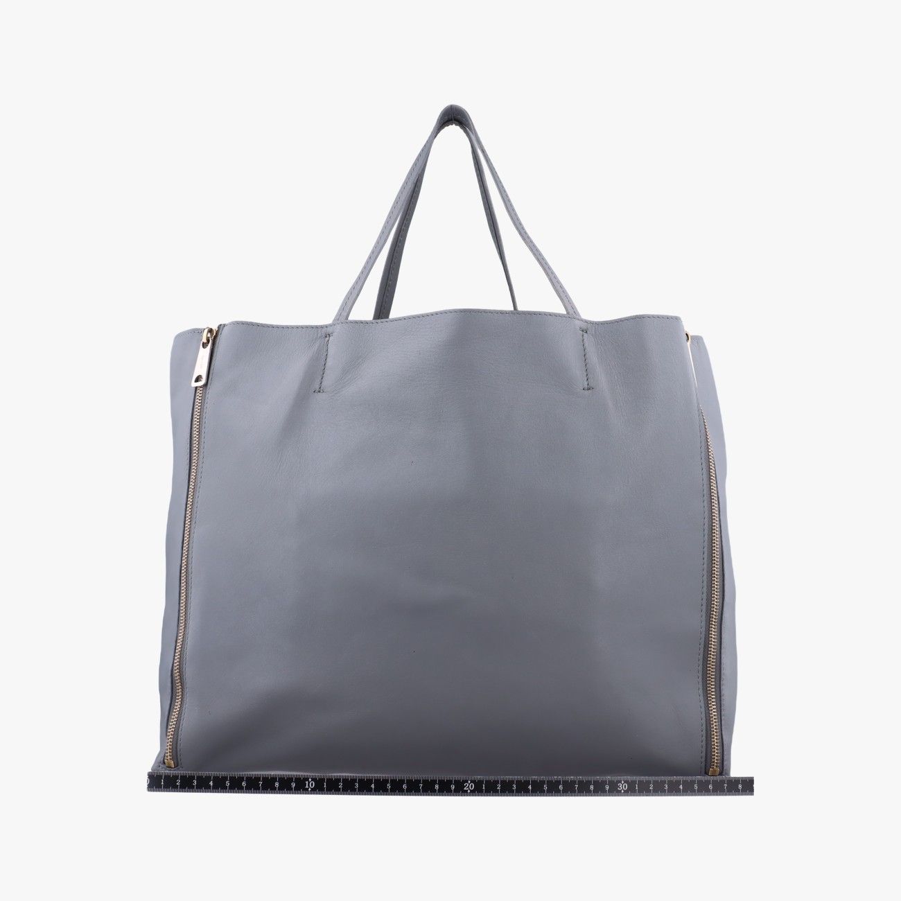 セリーヌCelineホリゾンタル サイドジップ グレー レザー S-GM-0191