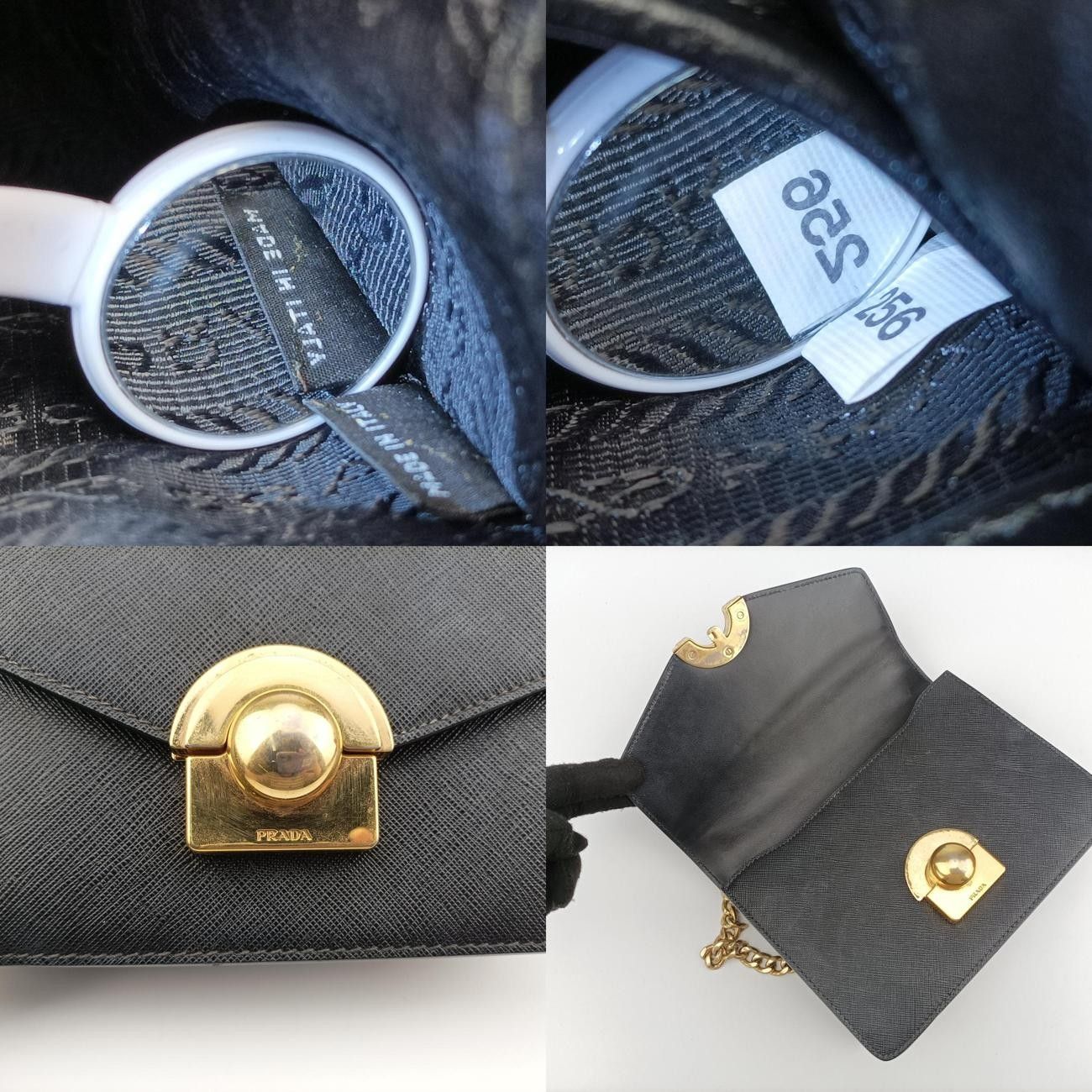  プラダPradaフラップ ブラック サフィアーノレザー 256 メッセンジャーバッグ ショルダーバッグ