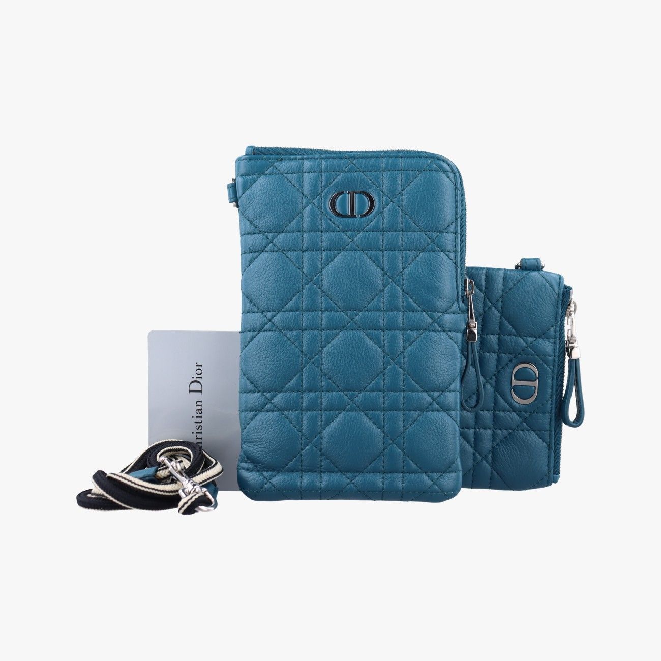 クリスチャンディオールChristian Diorディオールカロ マルチファンクション ポーチ ブルー ラムスキン 43-MA-1210 43-MA-1220