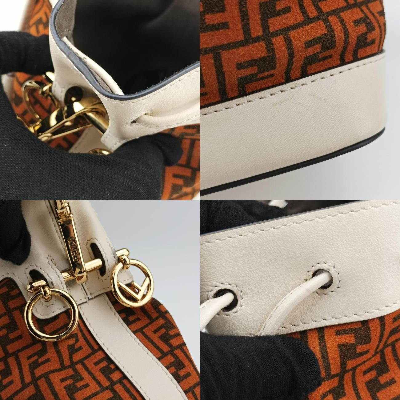 フェンディFendiミニ モン トレゾールブラウン×ホワイト×オレンジレザー × ツイード8BS0108BS010 AFIS 218-8241 GINKGOPHARMACY_COM