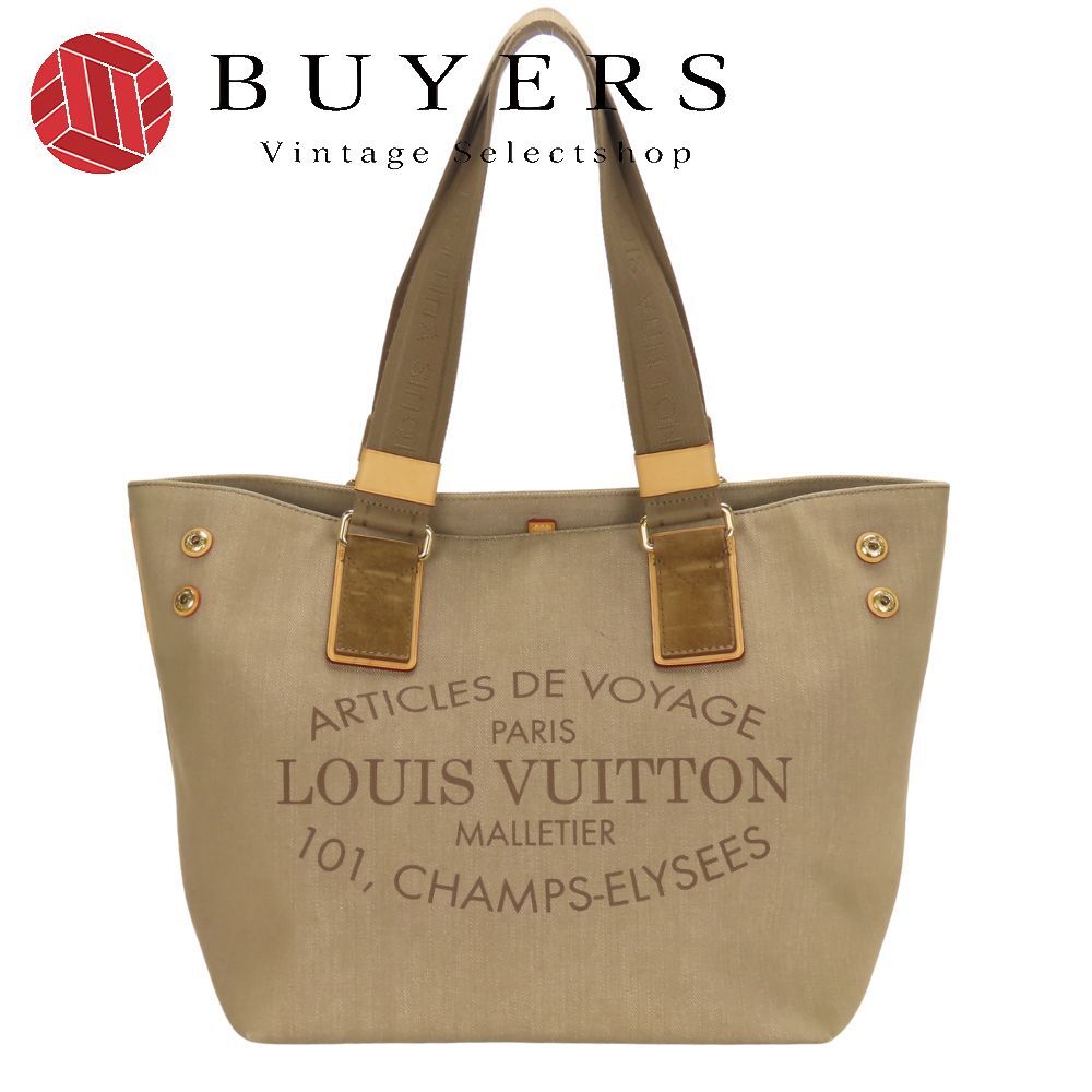 ルイ ヴィトン トートバッグ プランソレイユ カバPM M94144 2012 キャンバス ヌメ革 カーキベージュ 肩掛け 普段使い カジュアル おしゃれ レディース 女性 LOUIS VUITTON