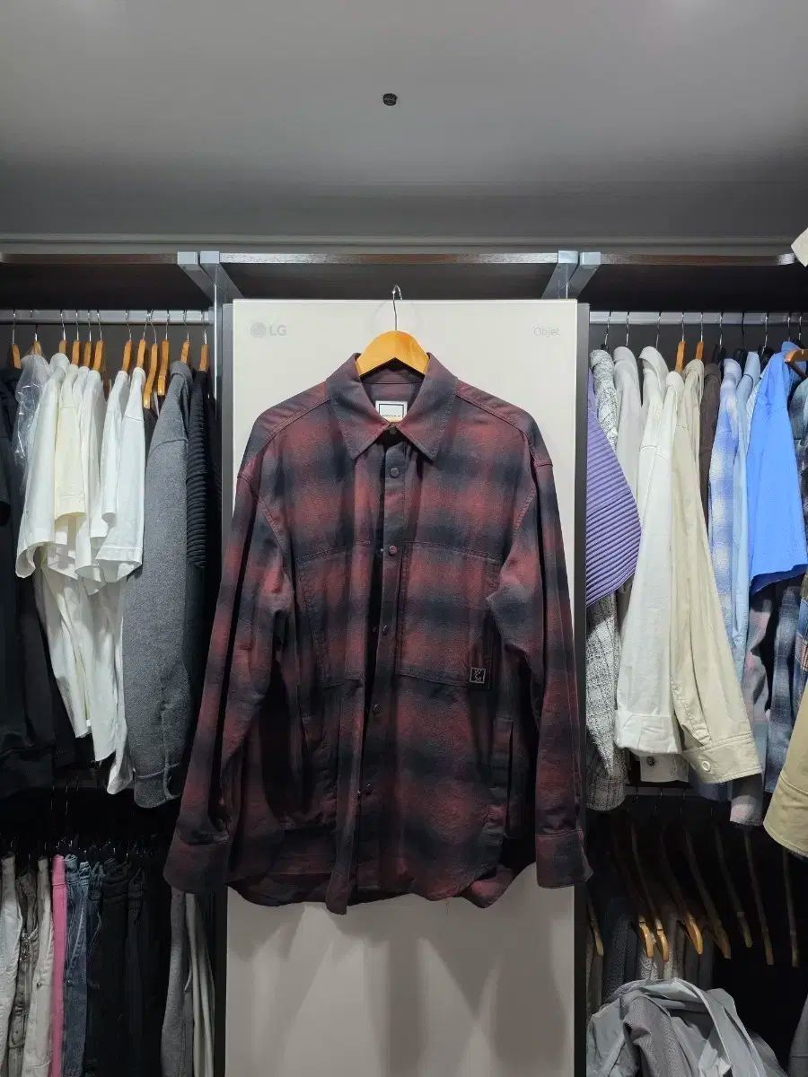 WOOYOUNGMI ウーヨンミ 22FW フランネル レッド CHECK らん シャツ 48