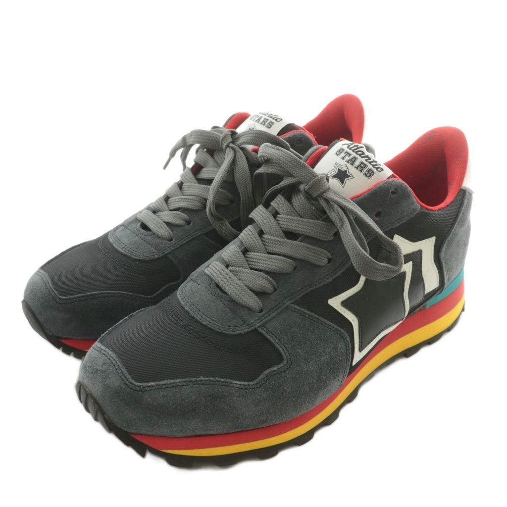 アトランティックスターズ Atlantic Stars ANTARES AB-PR-NGRC スニーカー 牛革 スエード ナイロン ローカット ロゴ 42 27cm 黒 ブラック グレー AS1ABPRNGRCO XZ GY19