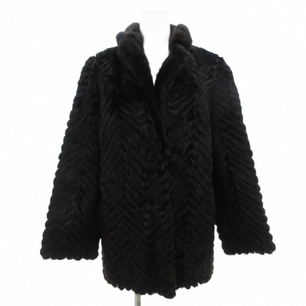 パロディー parody ファーコート 11 毛皮 ミンクファー ミドル ハーフ丈 黒 ブラック AE GY18