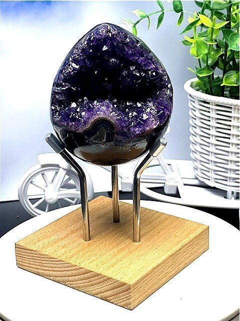 AAA級家庭円満 ウルグアイ産天然アメジスト 開口笑 B88G3 215G01C