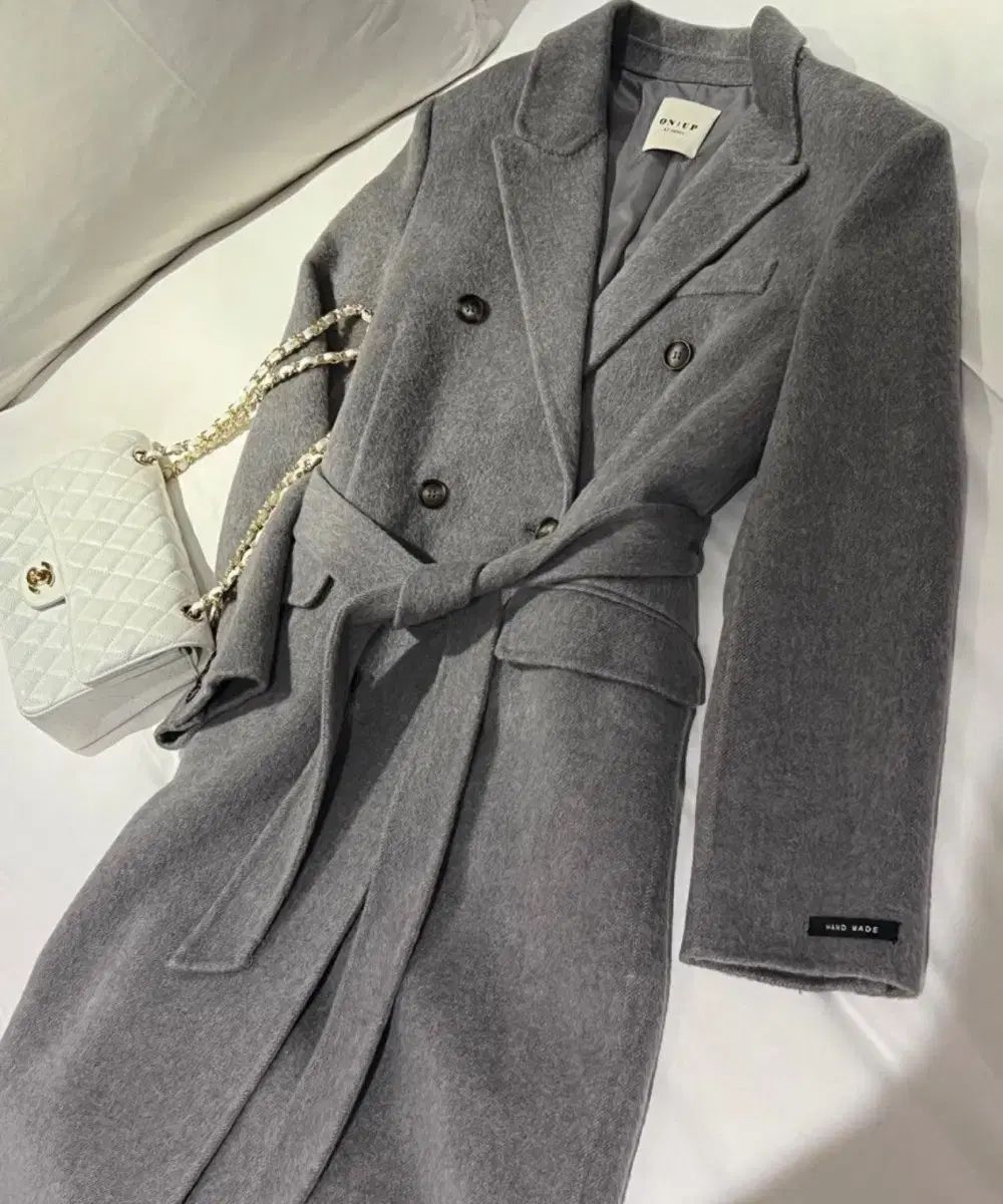 リエット 単アップ グレー ウール ダブル ロングコート コート