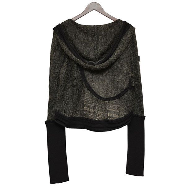 DIESEL ディーゼル ショートダメージニットフーディ ボタンレスフーデットカーディガン セーター 8054000222551