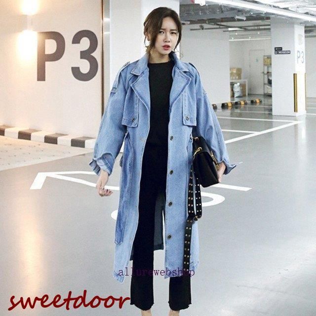 スプリングコートレディース 春コート アウター ファッション カジュアル デニム レディース 20代 30代 40代 50代 女性 秋 冬 春 ロング