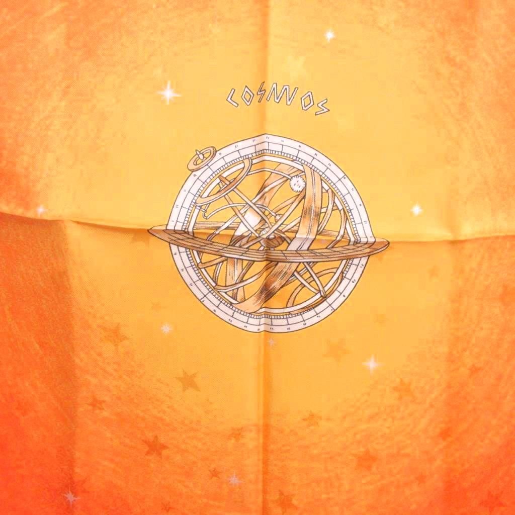 エルメス HERMES カレ 90 COSMOS 宇宙観 コスモス スカーフ シルク 大判 ヴィンテージ オレンジ