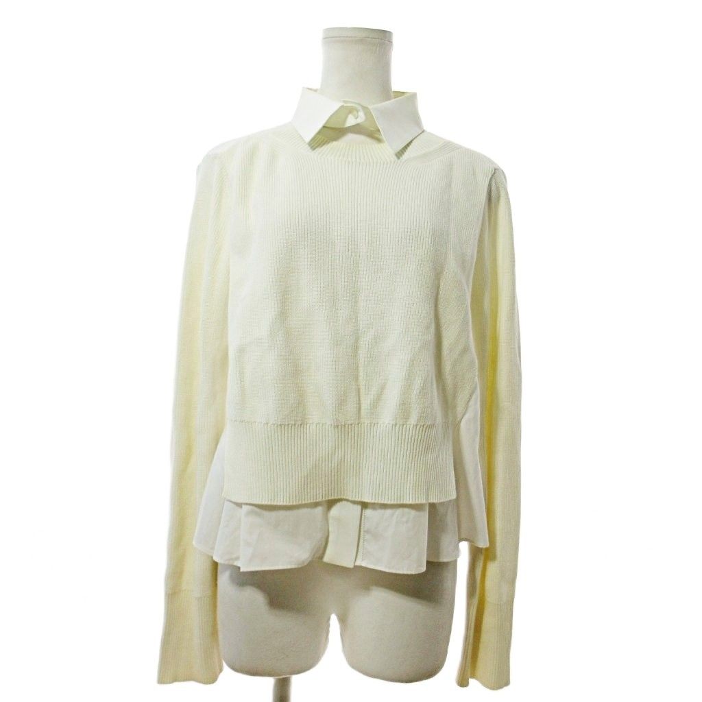 サカイ sacai 23SS Cotton Poplin x Knit Pullover コットンポプリン ニットプルオーバー ドッキングシャツ 長袖 フェイクレイヤード 1 白 23-06532 1103