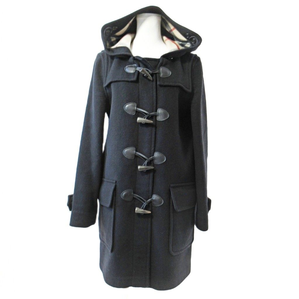 バーバリーブリット BURBERRY BRIT ウール ダッフルコート ジャケット ノバチェック 40 黒 ブラック 1104 MNK2