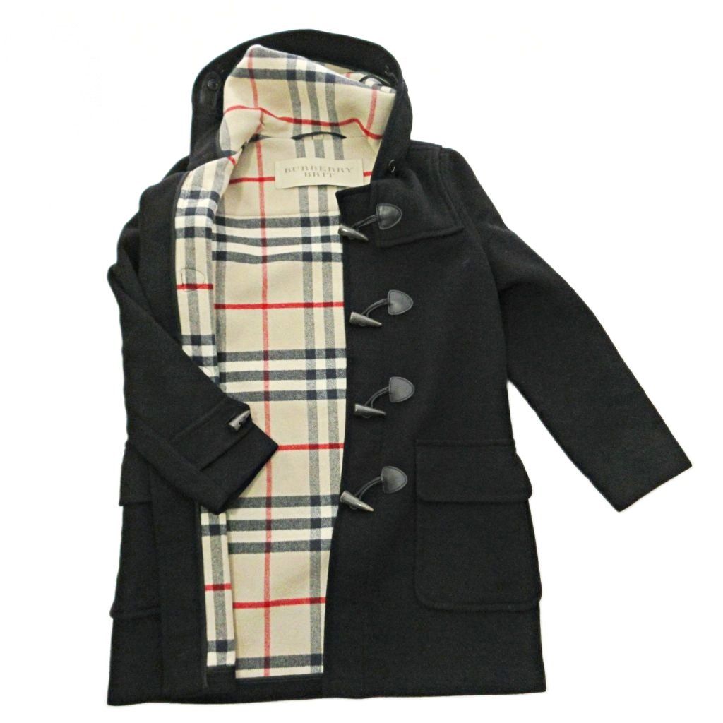 バーバリーブリット BURBERRY BRIT ウール ダッフルコート ジャケット ノバチェック 40 黒 ブラック 1104 MNK2