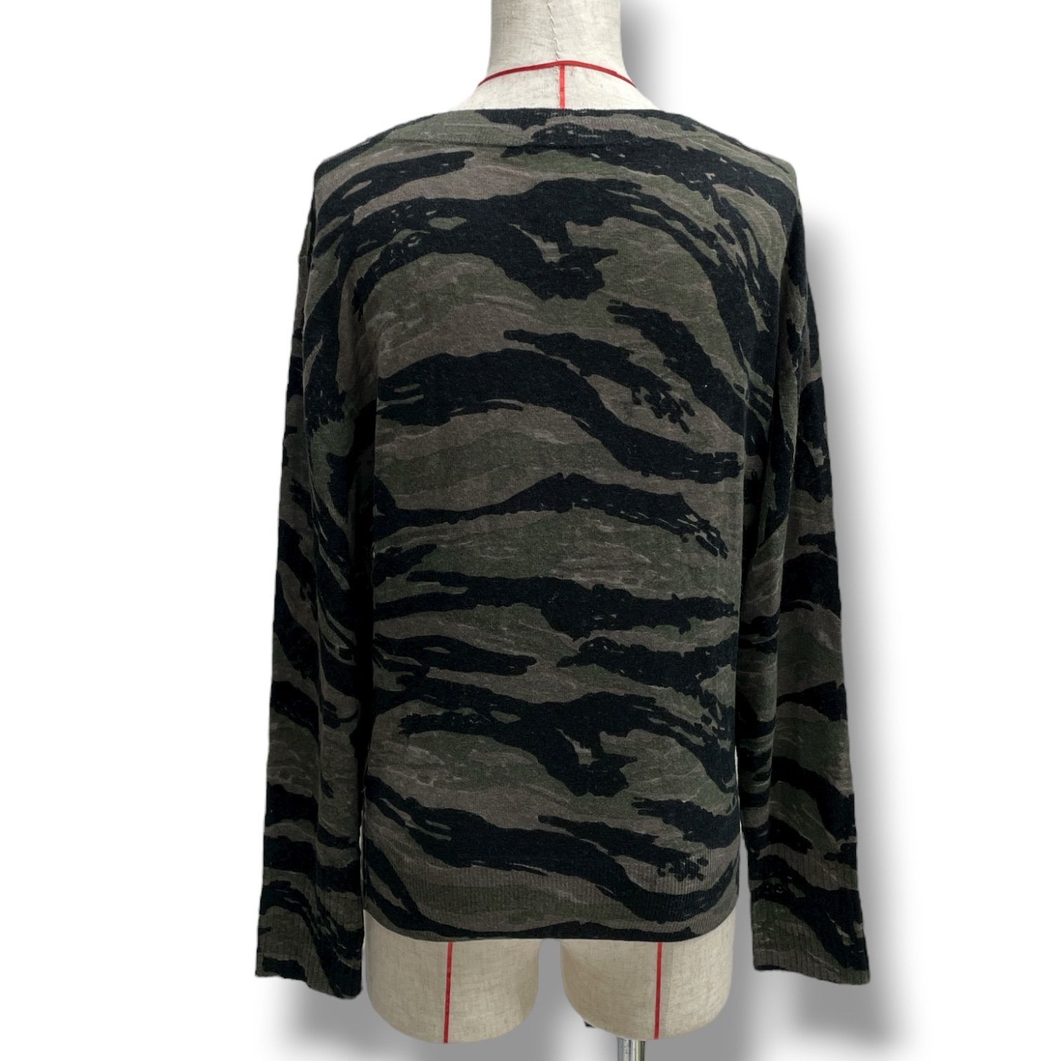 ZADIG-VOLTAIRE ザディグエヴォルテール カモフラ カシミヤニットトップス ニット セーター トップス カモフラ柄 迷彩 カシミヤ ブラック グレー カーキ 黒 灰色 サイズXS レディース 秋 ゴーゴー古着マルイファミリー溝口店 4 No.167