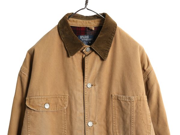 なクーポン配布中! 80s ポロ ラルフローレン ダック カバーオール ジャケット メンズ M 古着 ヴィンテージ ワーク チョアコート ウール ライナー付き
