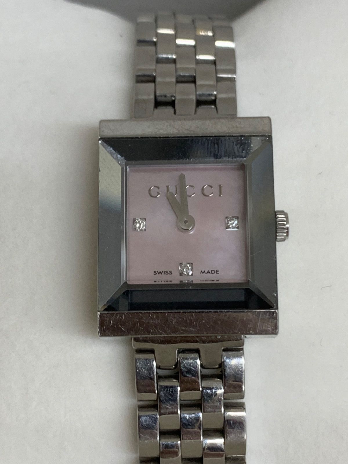 GUCCI グッチ 腕時計 レディース Gフレームウォッチ ピンク シルバー 不動品