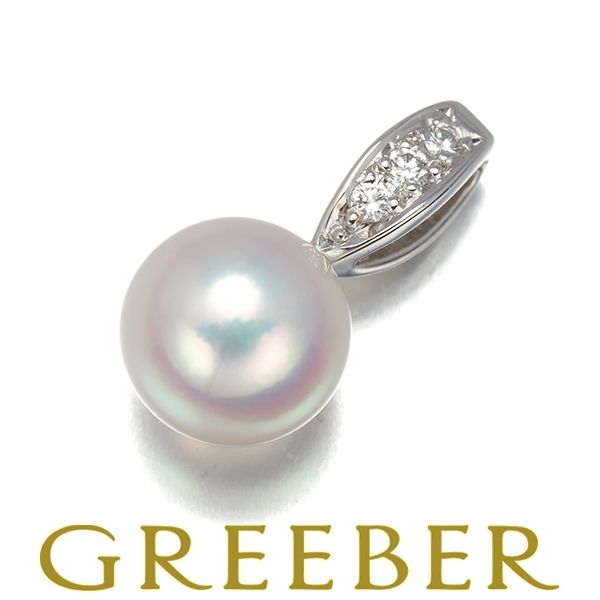 ミキモト ペンダントトップ パール 真珠 7.3mm ダイヤ ダイヤモンド K18WG 180687