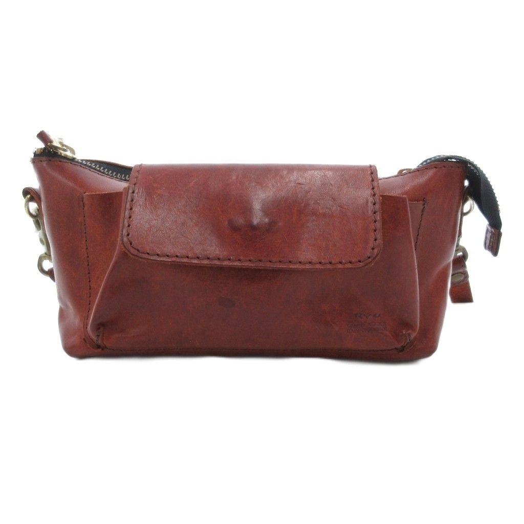 リュウ RYU ショルダーバッグ レザー ロゴ 赤茶色 赤 レッド /JS