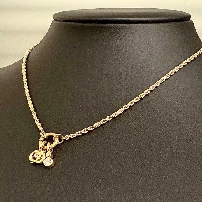 ディオール ネックレス ゴールド CDロゴ ラインストーン Christian Dior