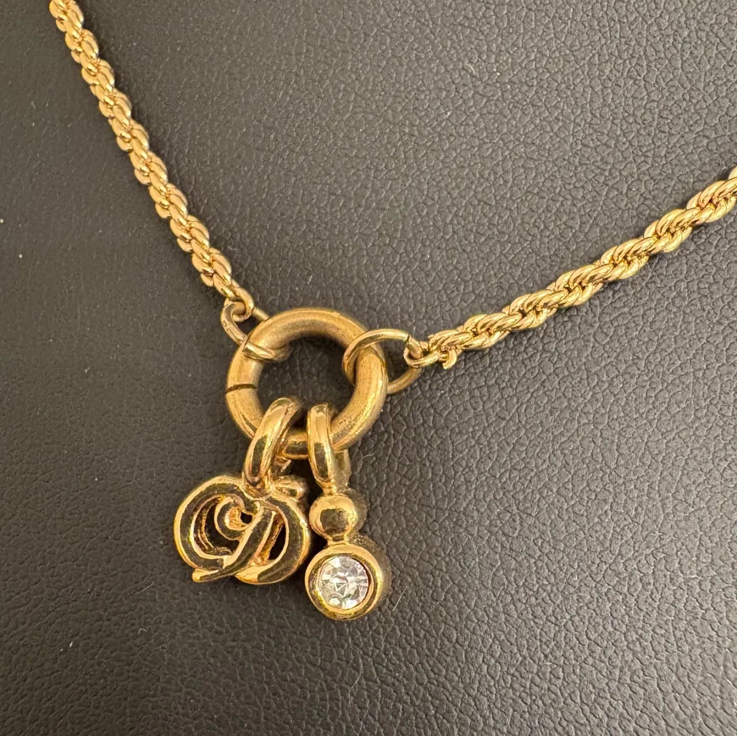 ディオール ネックレス ゴールド CDロゴ ラインストーン Christian Dior