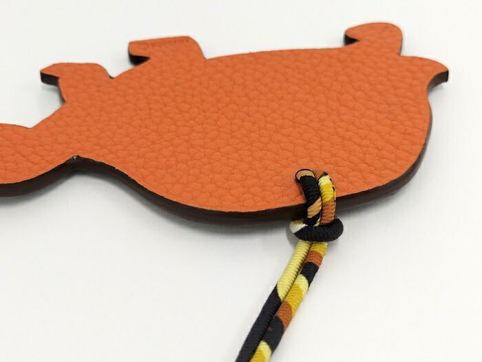  HERMES チャーム プティアッシュ 亀 レザー オレンジ ネイビー チャーム アクセサリー