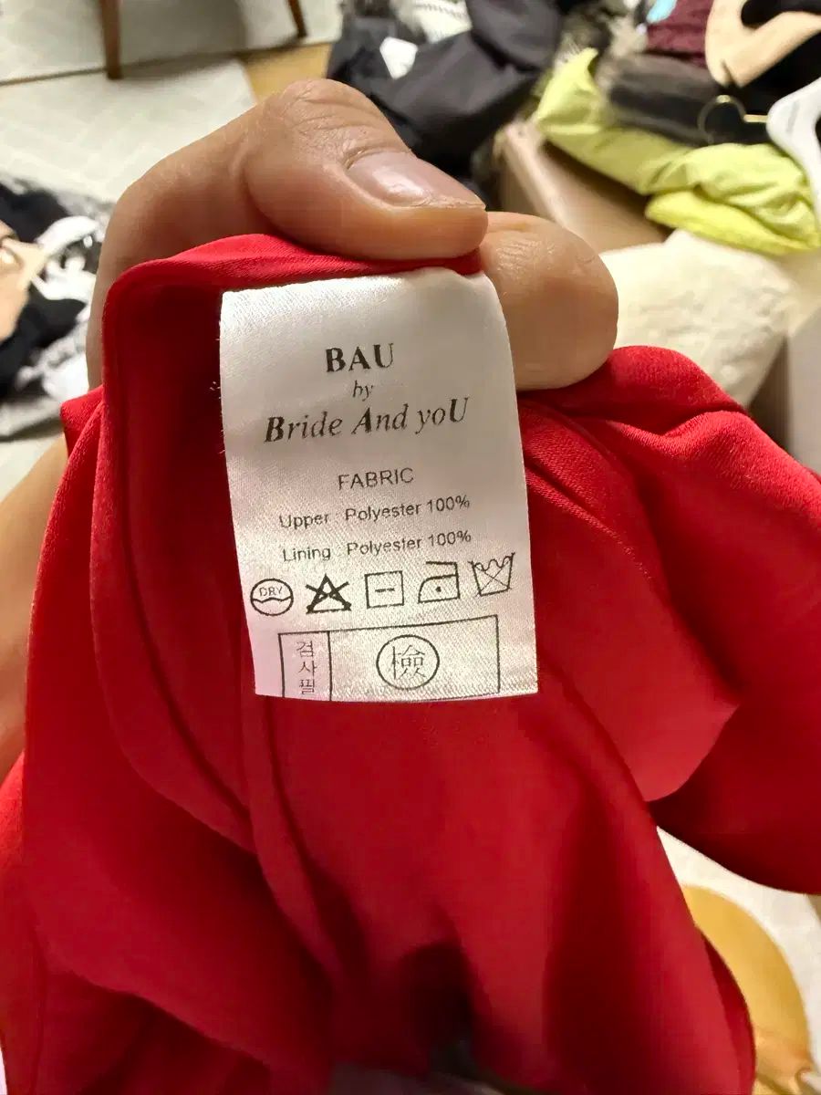  Bau by Bride And You ブライドアンドユー レッドONE PIECE 長袖 七分袖 ひざ丈ワンピース