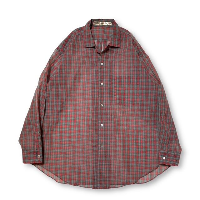 70s archive COMME des GARCONS シアーチェックオーバーサイズシャツ レッド系 アーカイブ コムデギャルソン B020090