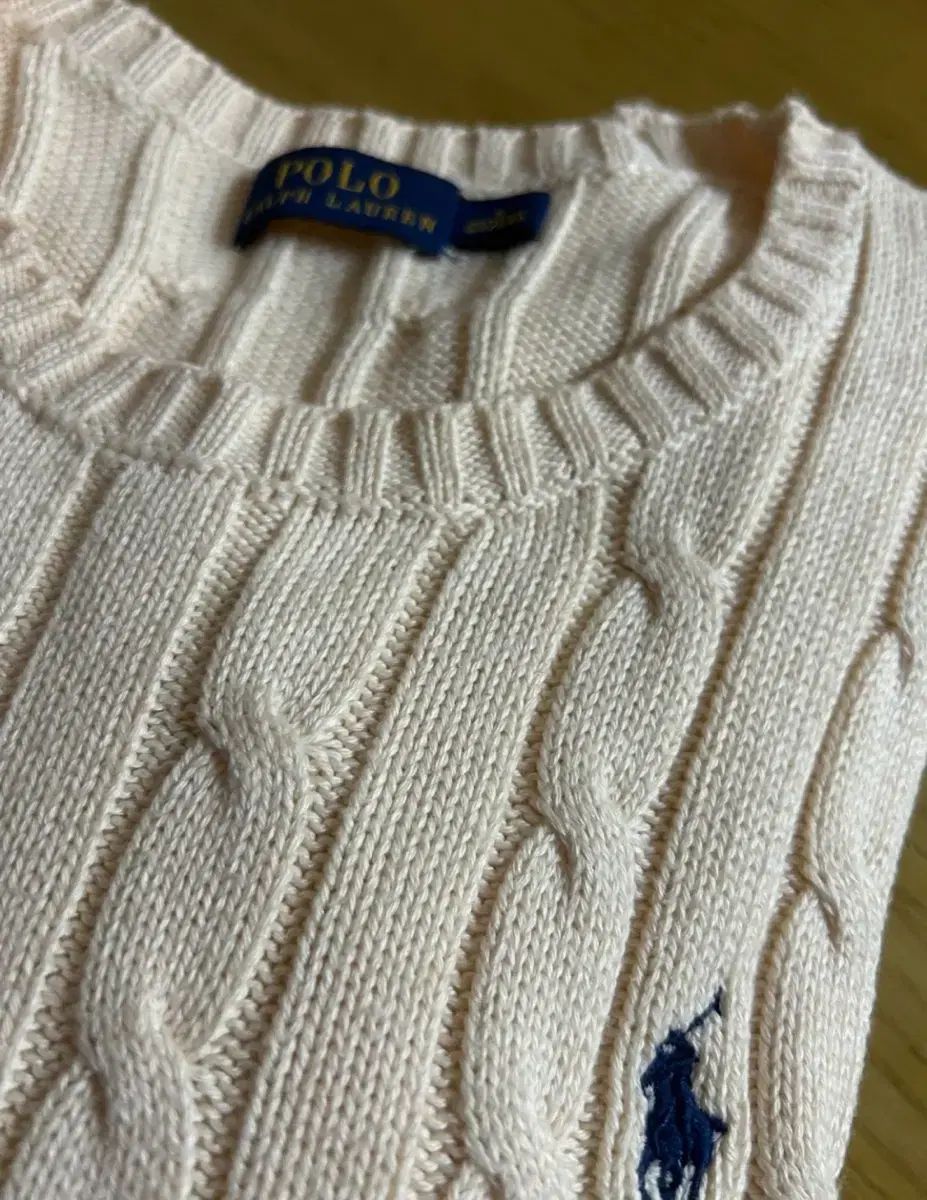 ポロ ケーブル ガールズ ニット アイボリー s