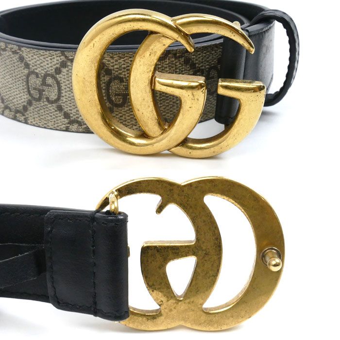 GUCCI グッチ ＧＧスプリーム キャンバス ベルト ブラック カーキ 625839 レディース