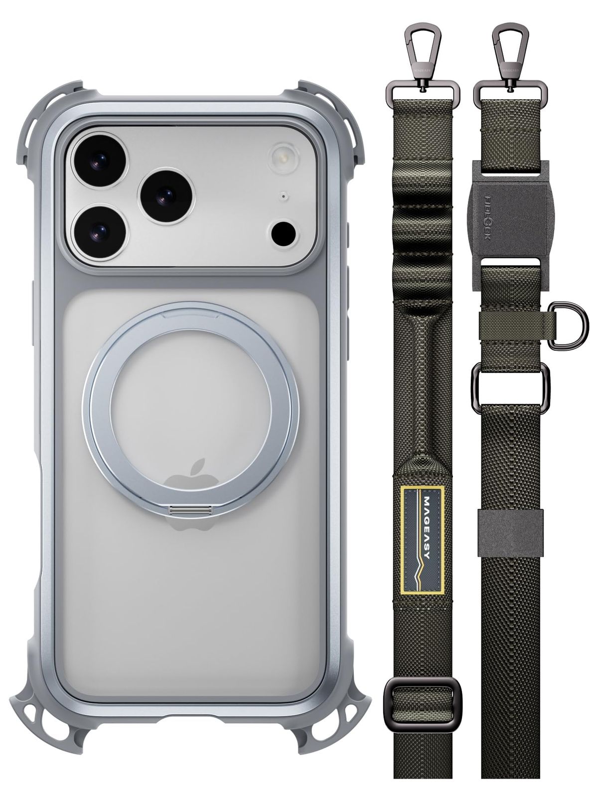 MagEasy iPhone 17 Pro Max 対応 ケース クリア ショルダー ストラップ MagSafe対応 リング スタンド 耐衝撃 スマホケース マグセーフ ショルダーケース iPhone17ProMax 対応 携帯ケース Ody