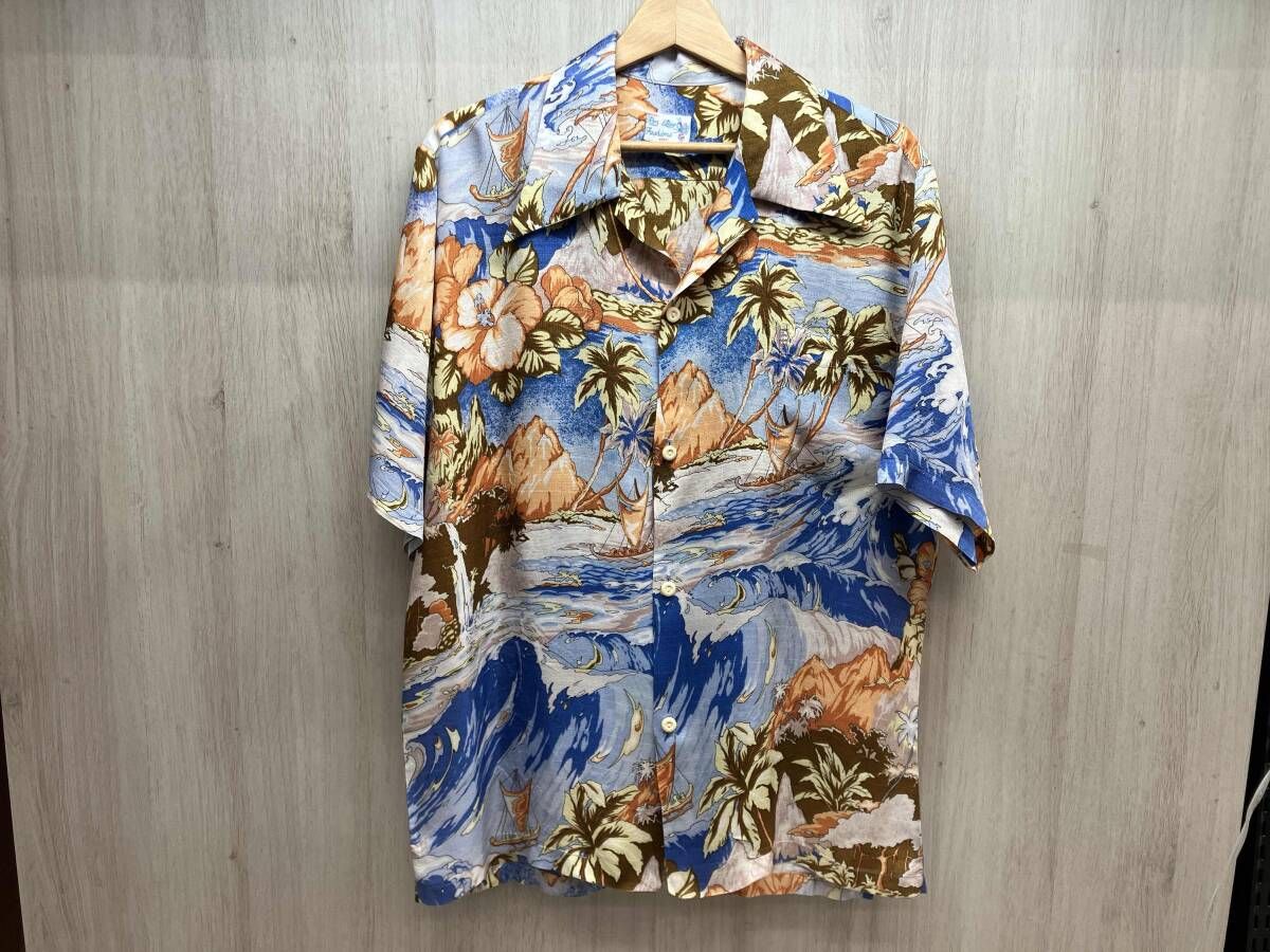 Ron BEE 50 s オレンジ青茶 ヴィンテージアロハシャツ