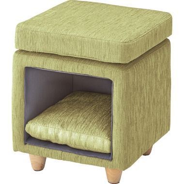 【ペットハウススツール】 スツール ペットハウス ペットベット 犬 猫 ペット クッション付き 脚付き 天然木 かわいい 収納 スクエア