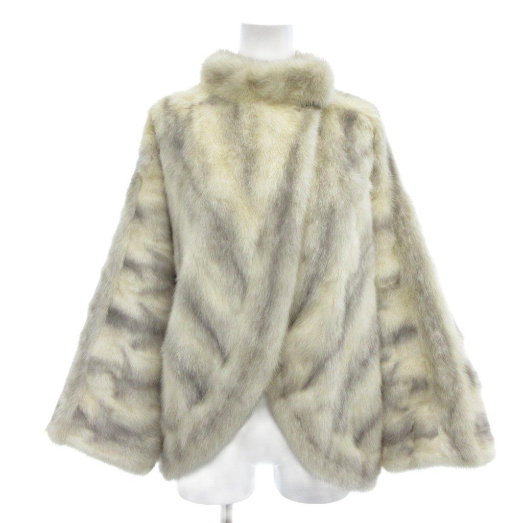 サガミンク SAGA MINK 銀サガ サファイアミンク ファー コート 毛皮 ドルマン ショート丈 白 ホワイト AE GY 18