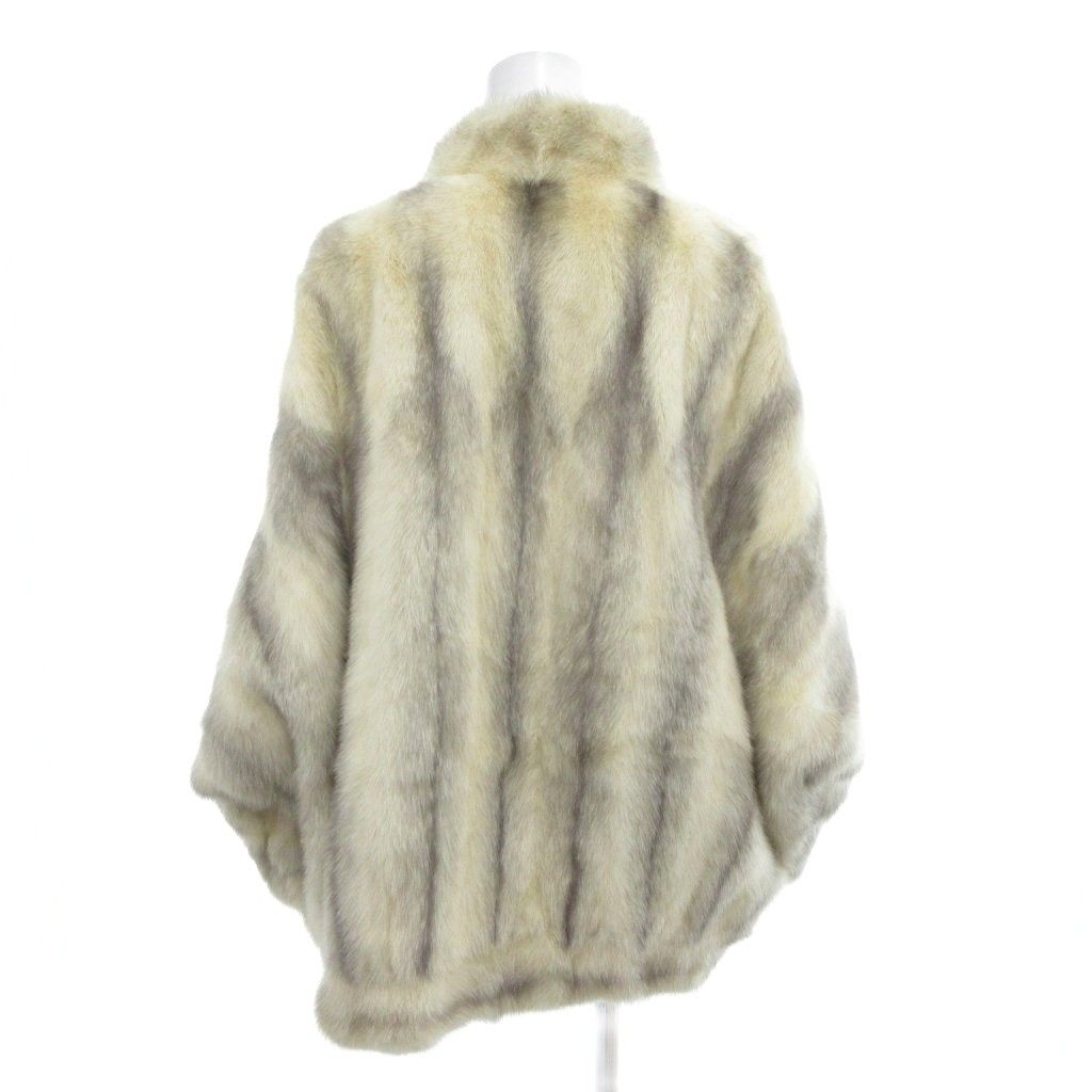 サガミンク SAGA MINK 銀サガ サファイアミンク ファー コート 毛皮 ドルマン ショート丈 白 ホワイト AE GY18