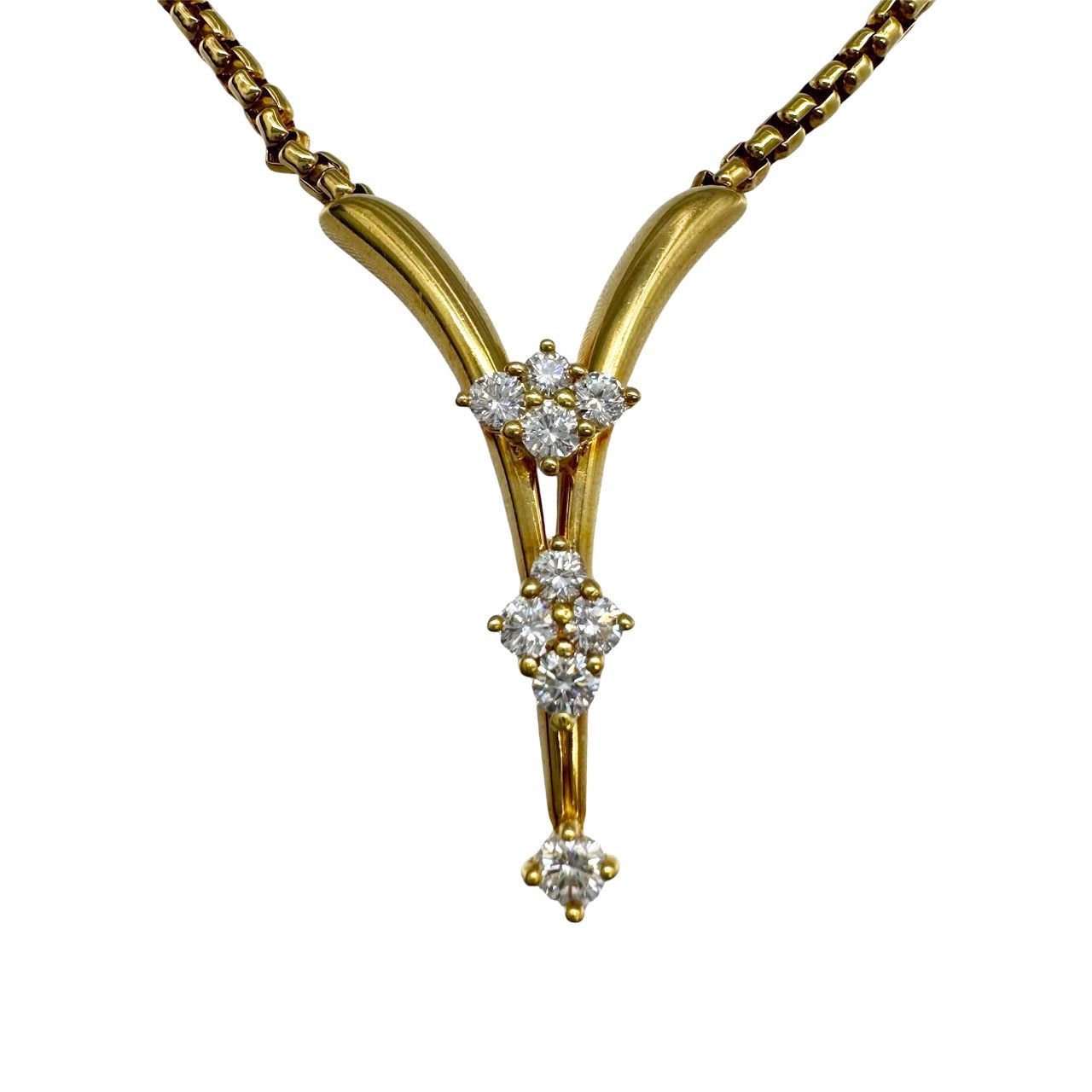 Jeunet ジュネ ダイヤモンド ネックレス D 0.57 ct 18金 イエローゴールド 750 K 18 42 cm 13.6 g V字シェイプ レディース 貴金属