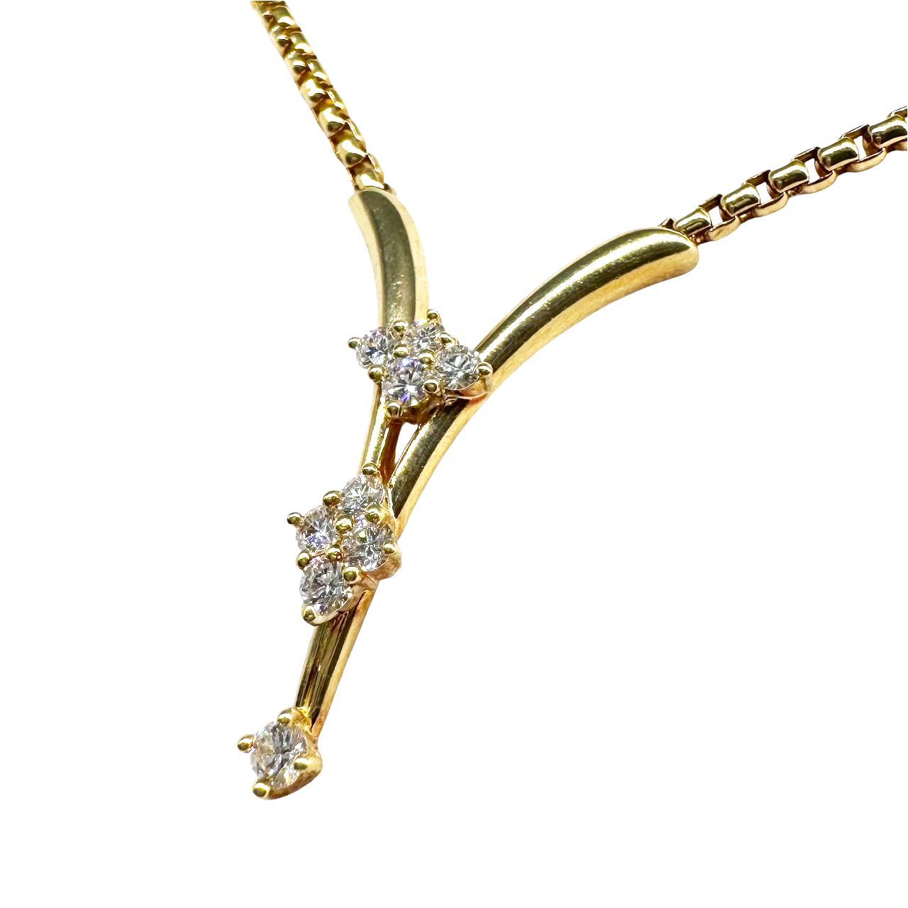 Jeunet ジュネ ダイヤモンド ネックレス D0.57ct 18金 イエローゴールド 750 K18 42cm 13.6g V字シェイプ レディース 貴金属