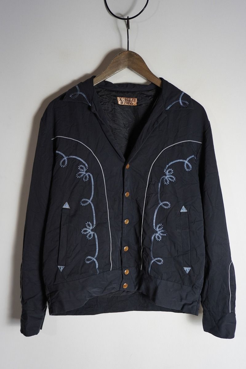 正規 COUNTER ACTION カウンター アクション ウエスタン 長袖 開襟 シャツ 刺 ロングスリーブ サイズM 黒 ブラック 本物 619P 2