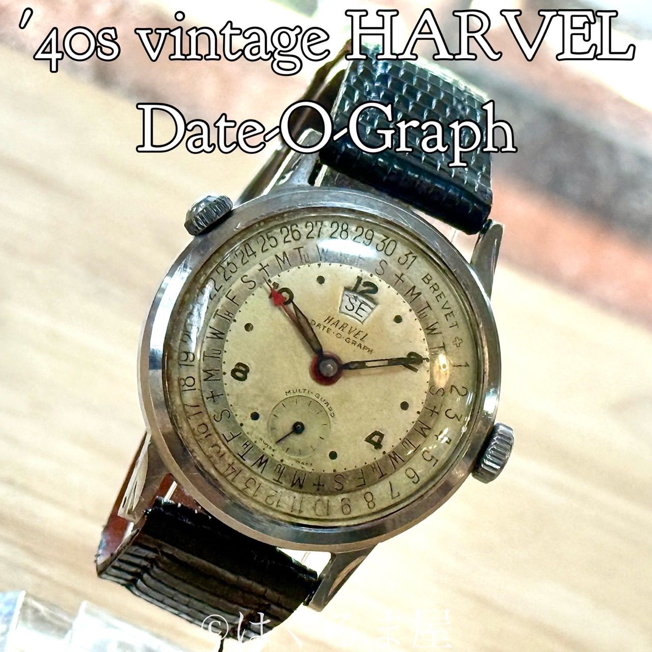 ’40s バーベル デイトグラフ 手巻き 3カレンダー メンズウォッチ 点検済