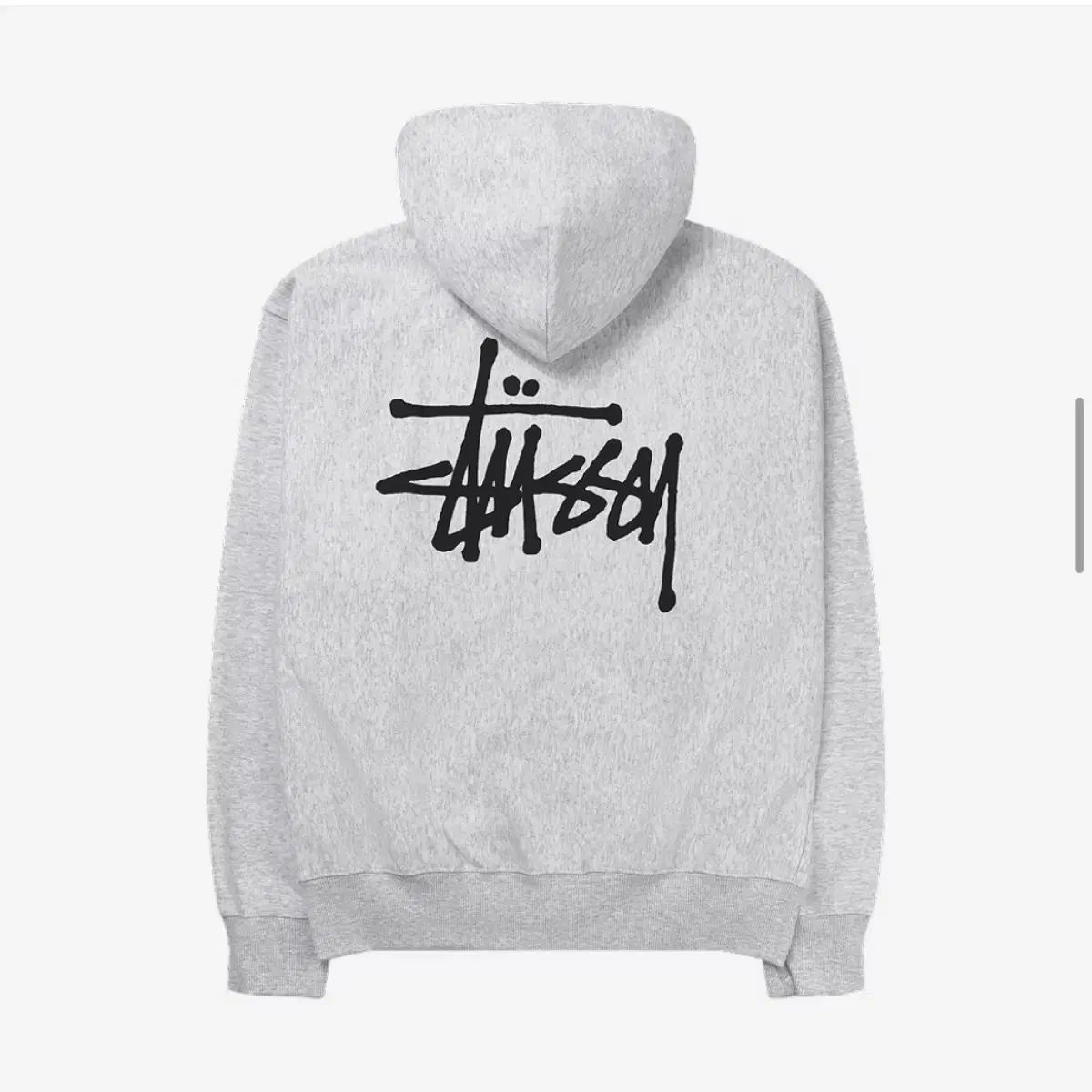 STUSSY ベーシック WHO フード ジップアップ アッシュ ヘザー 起毛 グレー L