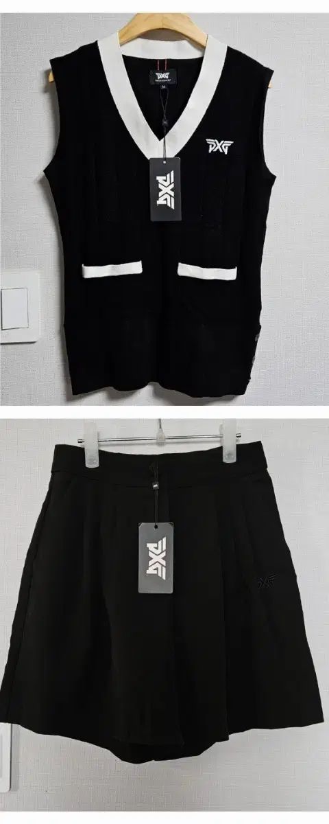 PXG ニット ベスト キュロットパンツ セット ブラック