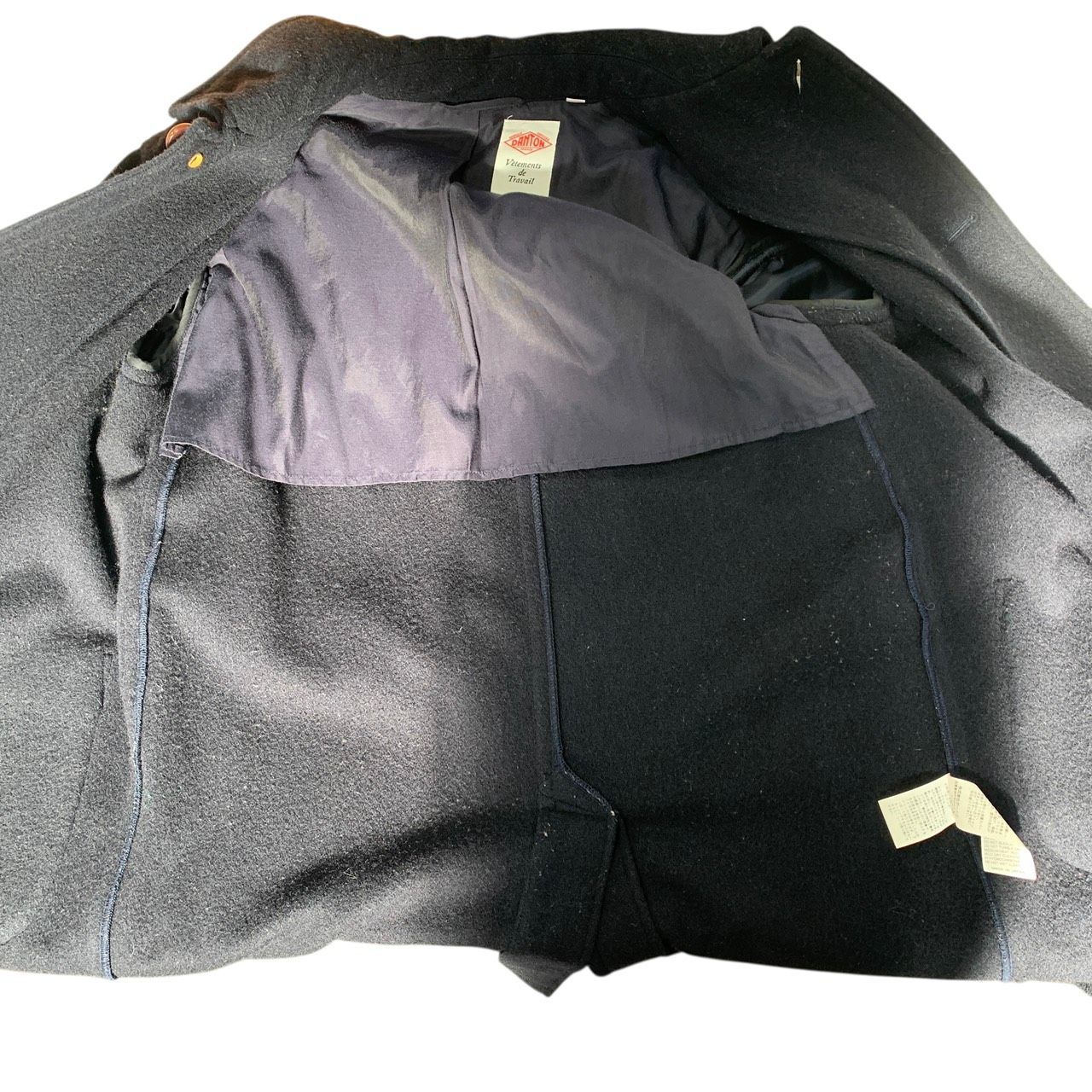 ♪3465 DANTON ダントン ウールモッサコート ネイビー 34 サイズ 中古