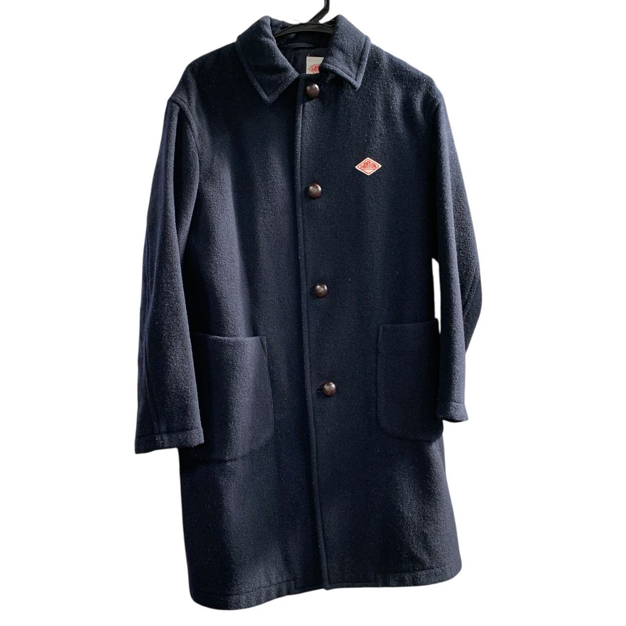 ♪3465 DANTON ダントン ウールモッサコート ネイビー 34 サイズ 中古