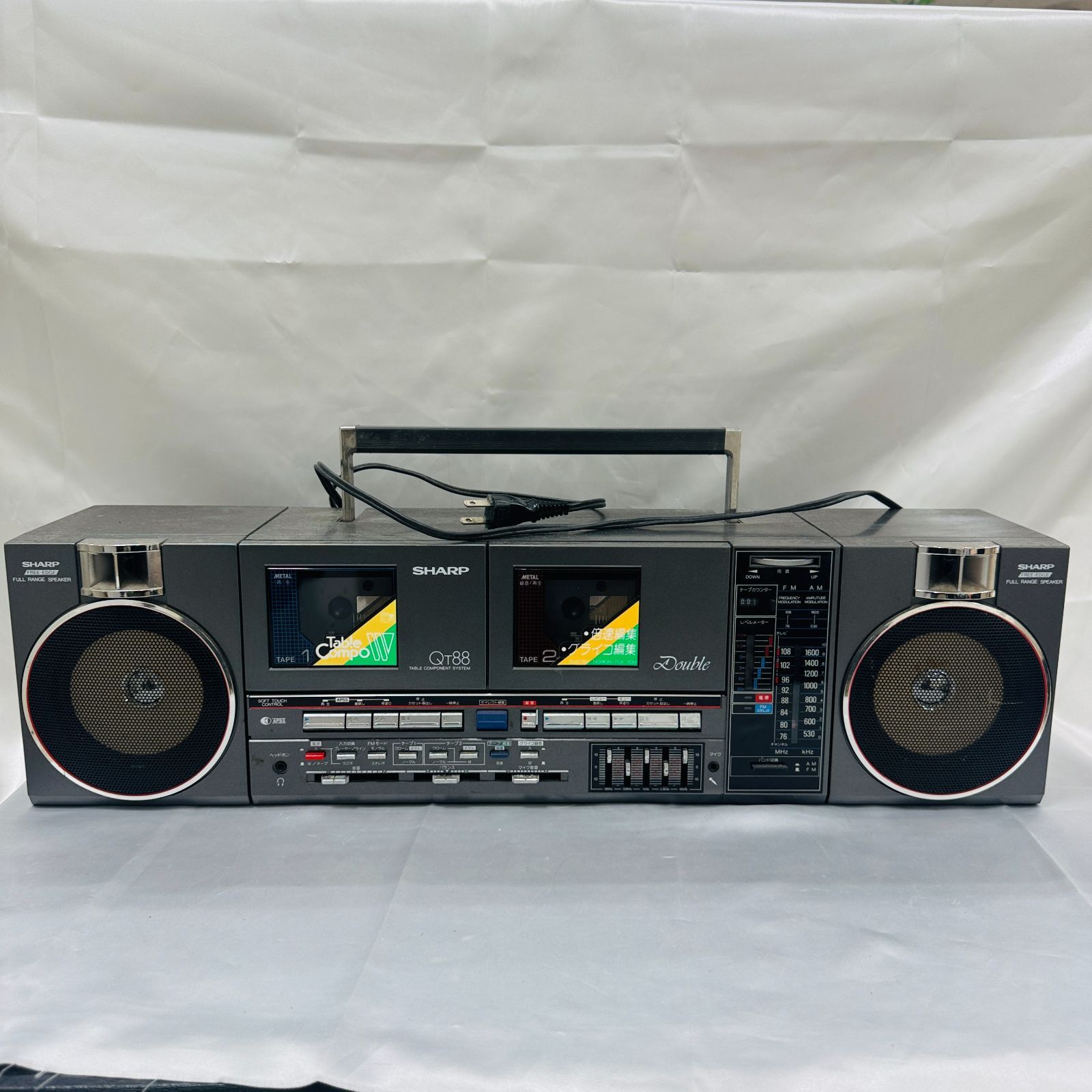 A 電源 SHARP シャープ QT-88G ダブルラジカセ テーブルコンポーネントシステム ザ サーチャーW 1980年代