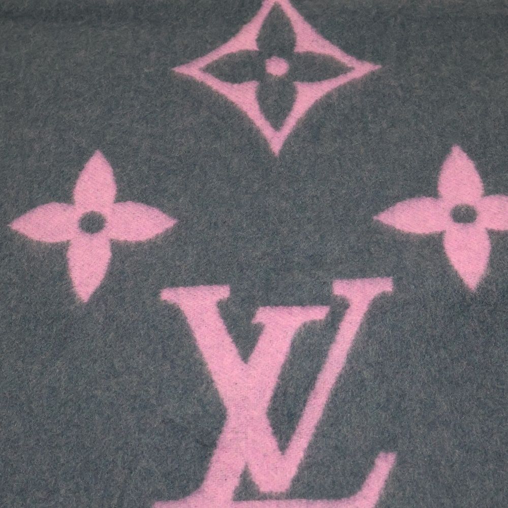 LOUIS VUITTON ルイヴィトン エシャルプ レイキャビック バイ カシミヤ フリンジマフラー ピンク ネイビー レディース M70463