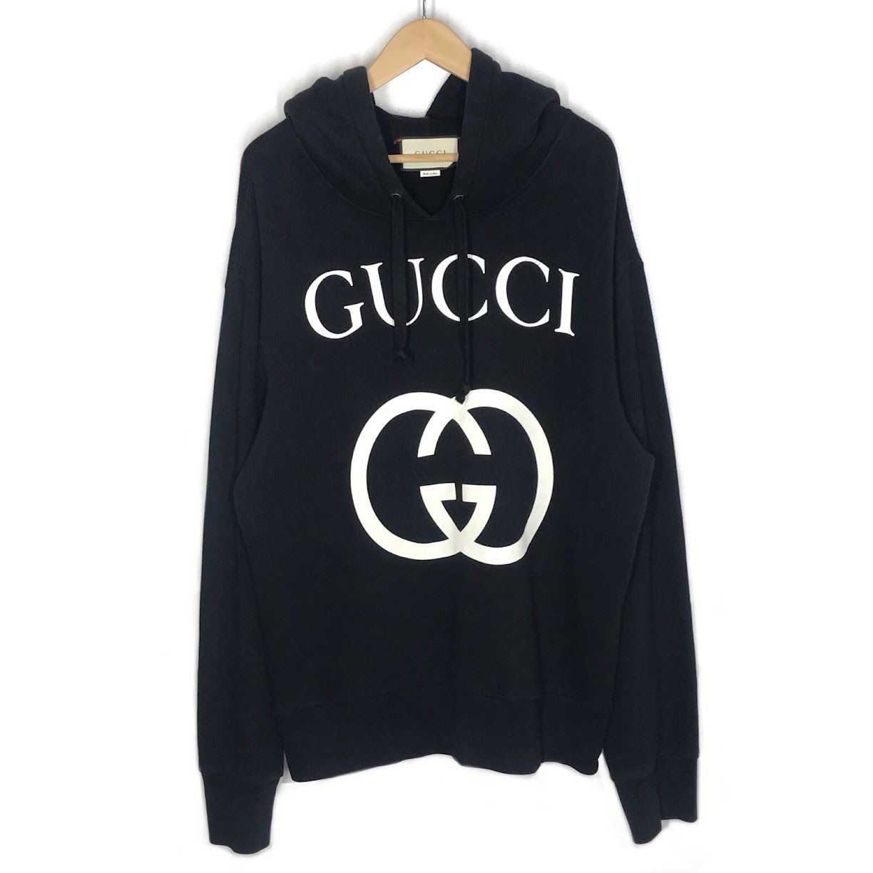 倉吉店 GUCCI グッチ パーカー インターロッキングG フーデッド プルオーバーパーカー 475374 ブラック サイズ M 108