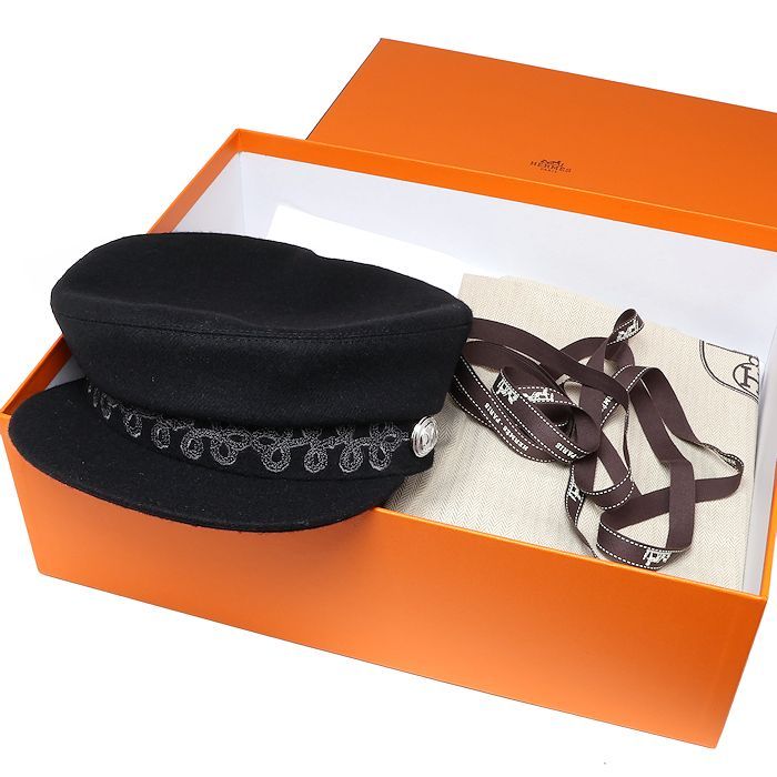 エルメス カブール アン フィネス キャスケット 58 ウール ブラック レディース HERMES