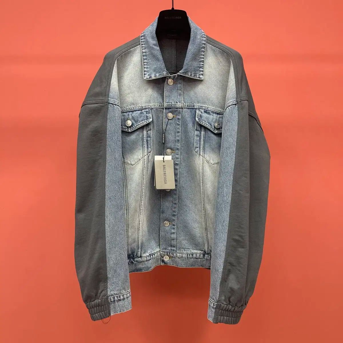 バレンシアガ ユニセックス カジュアル ロゴ ブルー デニム コート
