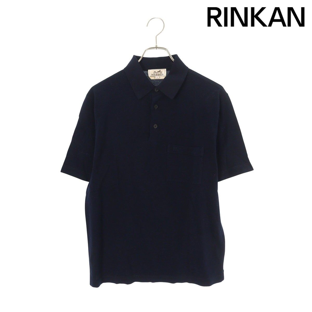 エルメス 92-5706 Hロゴ刺繍コットン半袖ポロシャツ メンズ M